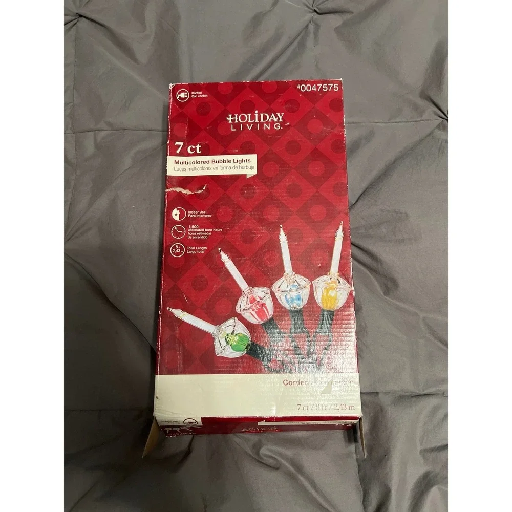 Holiday Living 7 Ct Multicolor Bubble Lights Christmas String Lights Tested Box